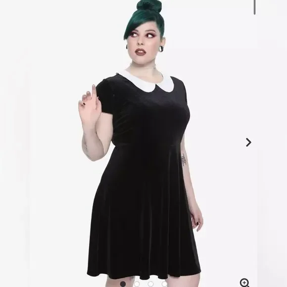Hot Topic | Dresses | Hot Topic Blackvelvet White Collar Dress Plus Size 4x Wednesday  Addams Goth | Poshmark
